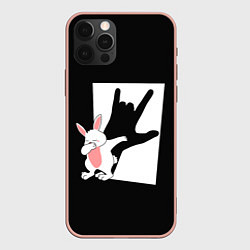 Чехол для iPhone 12 Pro Max Тень дабающего кролика, цвет: 3D-светло-розовый