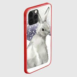 Чехол для iPhone 12 Pro Max Милый кролик на снегу, цвет: 3D-красный — фото 2