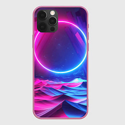 Чехол для iPhone 12 Pro Max Круг и разноцветные кристаллы - vaporwave, цвет: 3D-малиновый