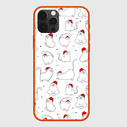Чехол для iPhone 12 Pro Max Паттерн новогодний котик, цвет: 3D-красный