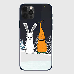 Чехол для iPhone 12 Pro Max Заяц и морковка, цвет: 3D-черный
