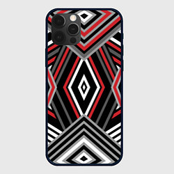 Чехол для iPhone 12 Pro Max Геометрический узор с серыми черными и красными по, цвет: 3D-черный
