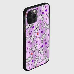 Чехол для iPhone 12 Pro Max Кролики - текстура на розовом фоне, цвет: 3D-черный — фото 2
