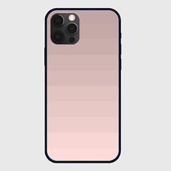Чехол для iPhone 12 Pro Max Монохромный полосатый розовато-бежевый, цвет: 3D-черный