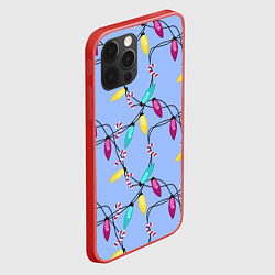 Чехол для iPhone 12 Pro Max Новогодняя гирлянда голубая, цвет: 3D-красный — фото 2
