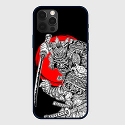 Чехол iPhone 12 Pro Max Самурай с мечом на черном фоне