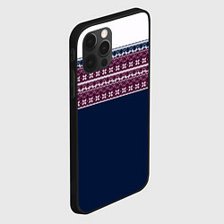 Чехол для iPhone 12 Pro Max Скандинавский орнамент на синем, бордовом фоне, цвет: 3D-черный — фото 2