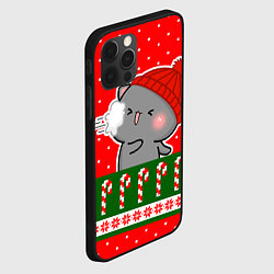 Чехол для iPhone 12 Pro Max Серый котик - играет в снежки, цвет: 3D-черный — фото 2
