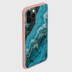 Чехол для iPhone 12 Pro Max Тёмно-синие разливающиеся краски, цвет: 3D-светло-розовый — фото 2