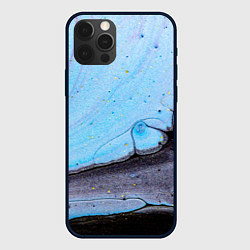 Чехол для iPhone 12 Pro Max Синий и тёмный песок и краски, цвет: 3D-черный