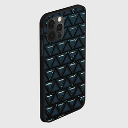 Чехол для iPhone 12 Pro Max Тёмно-зелёные треугольники, цвет: 3D-черный — фото 2