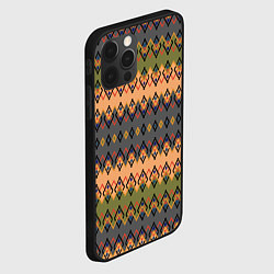 Чехол для iPhone 12 Pro Max Желто-оливковый полосатый орнамент, цвет: 3D-черный — фото 2