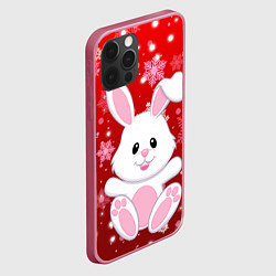 Чехол для iPhone 12 Pro Max Весёлый кролик в снежинках, цвет: 3D-малиновый — фото 2