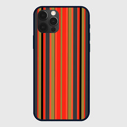Чехол для iPhone 12 Pro Max Вертикальные полосы в оранжево-коричневых тонах, цвет: 3D-черный