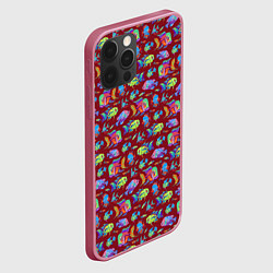 Чехол для iPhone 12 Pro Max Тропические рыбки на бордовом, цвет: 3D-малиновый — фото 2