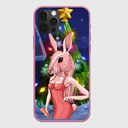 Чехол для iPhone 12 Pro Max Девушка зайка, цвет: 3D-малиновый