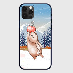Чехол для iPhone 12 Pro Max Зайка и елочная игрушка, цвет: 3D-черный