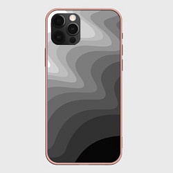 Чехол для iPhone 12 Pro Max Черно белые волны, цвет: 3D-светло-розовый