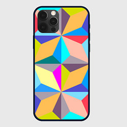 Чехол для iPhone 12 Pro Max Полностью разноцветный ромбический паттерн, цвет: 3D-черный