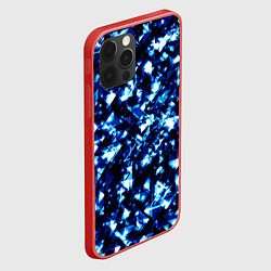 Чехол для iPhone 12 Pro Max Неоновые синие треугольники блестящие, цвет: 3D-красный — фото 2