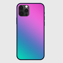 Чехол для iPhone 12 Pro Max Розовый с бирюзовым и синим градиент, цвет: 3D-черный