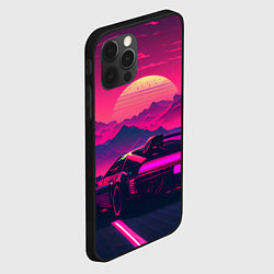 Чехол для iPhone 12 Pro Max Синтвейв закат с автомобилем, цвет: 3D-черный — фото 2