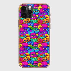 Чехол для iPhone 12 Pro Max Паттерн много Маленьких Монстров, цвет: 3D-светло-розовый