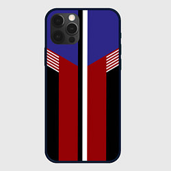 Чехол iPhone 12 Pro Max Белые полосы на красном