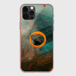 Чехол iPhone 12 Pro Max Светло-зелёный и оранжевый туман и краски