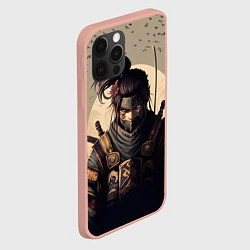 Чехол для iPhone 12 Pro Max Самурай на фоне птиц, цвет: 3D-светло-розовый — фото 2