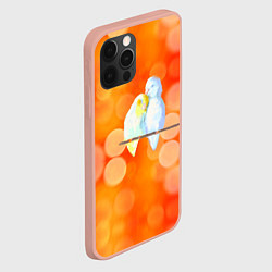 Чехол для iPhone 12 Pro Max Пара влюбленных попугаев, цвет: 3D-светло-розовый — фото 2
