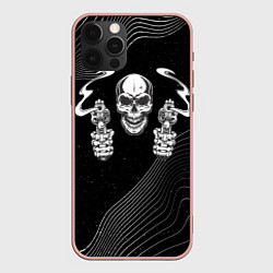 Чехол для iPhone 12 Pro Max Череп с пистолетами, цвет: 3D-светло-розовый