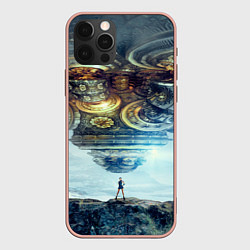 Чехол для iPhone 12 Pro Max Космический корабль и девушка, цвет: 3D-светло-розовый