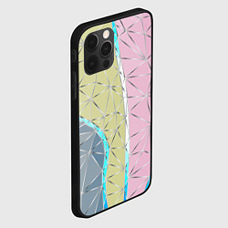 Чехол для iPhone 12 Pro Max Разноцветный фон из треугольников с металлическими, цвет: 3D-черный — фото 2