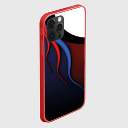 Чехол для iPhone 12 Pro Max Синие, красные и белые разводы, цвет: 3D-красный — фото 2