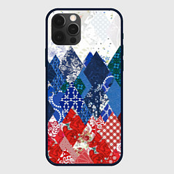 Чехол iPhone 12 Pro Max Флаг России в стиле пэчворк