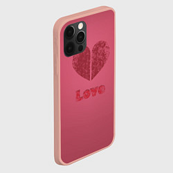 Чехол для iPhone 12 Pro Max Сердце с любовью гранж, цвет: 3D-светло-розовый — фото 2