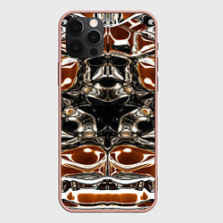 Чехол для iPhone 12 Pro Max Бело - коричневая абстракция, цвет: 3D-светло-розовый