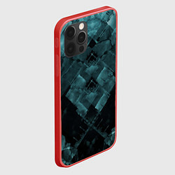 Чехол для iPhone 12 Pro Max Голубые и чёрные полоски, цвет: 3D-красный — фото 2