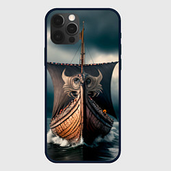 Чехол для iPhone 12 Pro Max Корабль в бушующем море, цвет: 3D-черный