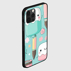 Чехол для iPhone 12 Pro Max Милые предметы с лицами, цвет: 3D-черный — фото 2