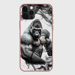 Чехол для iPhone 12 Pro Max Накаченная горилла, цвет: 3D-светло-розовый