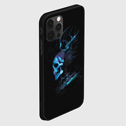 Чехол для iPhone 12 Pro Max Blue skeleton with horns, цвет: 3D-черный — фото 2