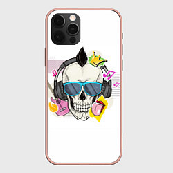 Чехол для iPhone 12 Pro Max Черепок в очках, цвет: 3D-светло-розовый