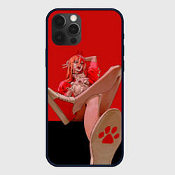 Чехол для iPhone 12 Pro Max Человек бензопила: пауэр демон крови с котиком, цвет: 3D-черный