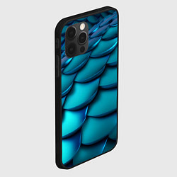 Чехол для iPhone 12 Pro Max Чешуя бирюзовая металлик, цвет: 3D-черный — фото 2