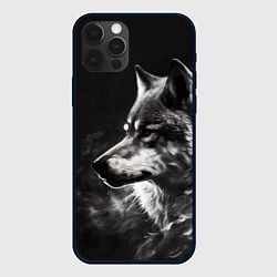 Чехол для iPhone 12 Pro Max Волк в белом дыму, цвет: 3D-черный