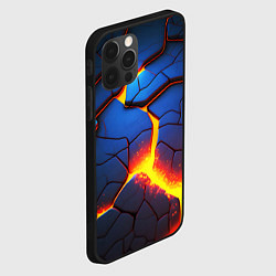 Чехол для iPhone 12 Pro Max Яркая неоновая лава, разломы, цвет: 3D-черный — фото 2