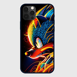 Чехол для iPhone 12 Pro Max Яркий неоновый соник, цвет: 3D-черный