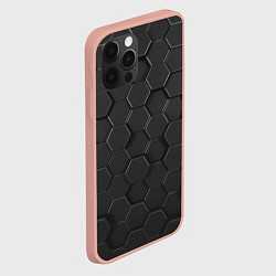 Чехол для iPhone 12 Pro Max Abstraction hexagon grey, цвет: 3D-светло-розовый — фото 2